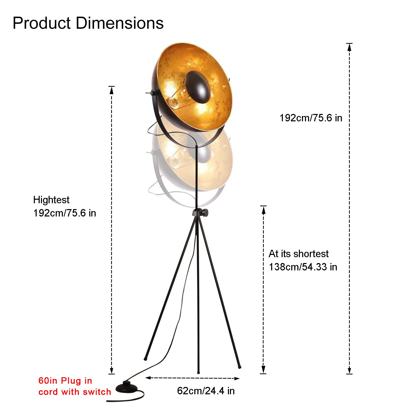 Modern Vintage Industrial Tripod Stand LED Floor Lamp Satellite